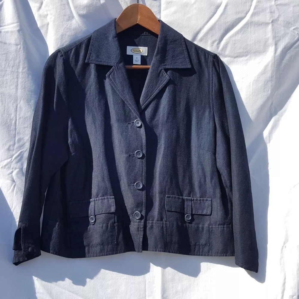 Talbots Linen Open Front Blazer Jacket